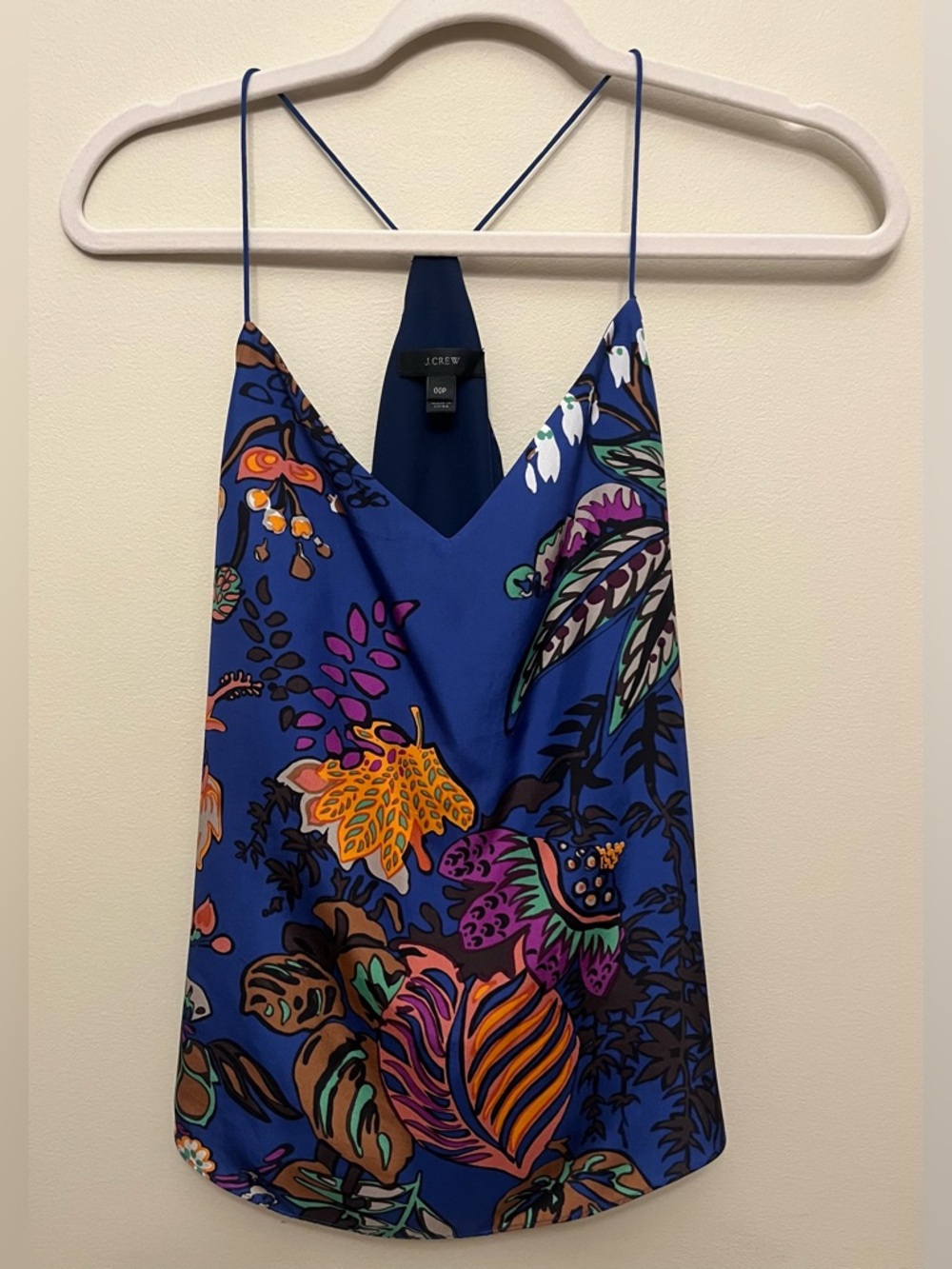 J. Crew Floral Racerback Cami 100% Silk Women's Size 00P Tropical Vacation